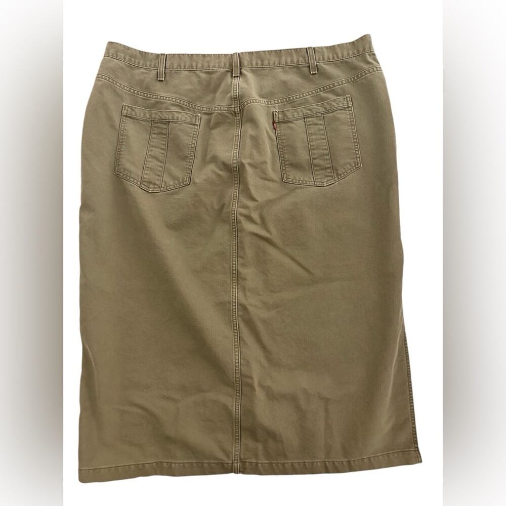LAST CHANCE! Levi's Olive Green Denim Midi Skirt 100% Cotton size 24 - Picture 7 of 7